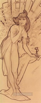  Clavel Pintura - Clavel checo Art Nouveau distintivo Alphonse Mucha